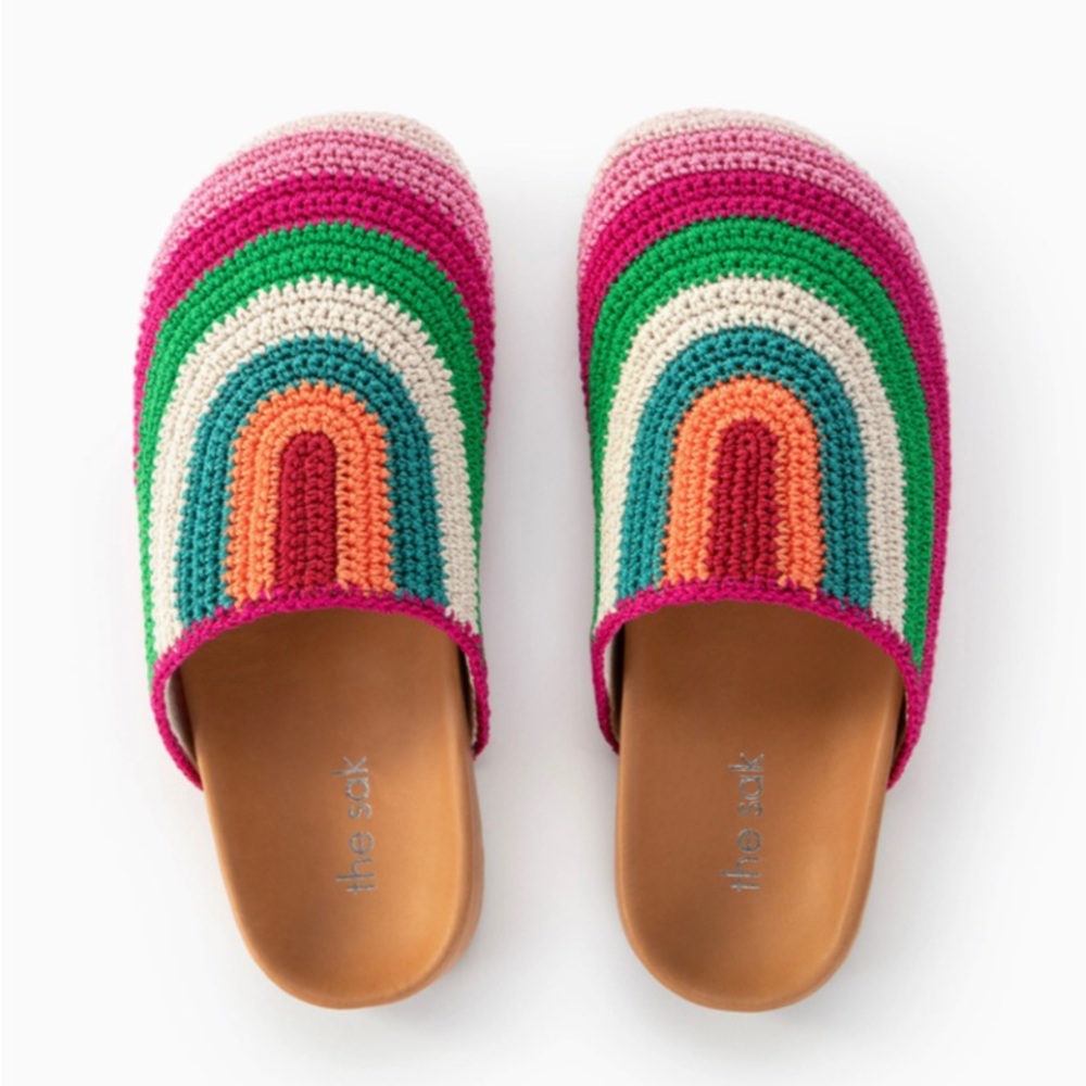 ISO - The Sak Bolinas Crochet Rainbow Striped Clogs in a size 7 🌈 🌈